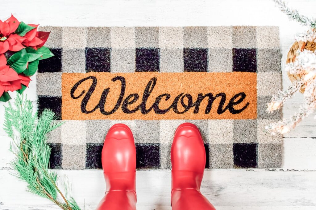 welcome christmas mat